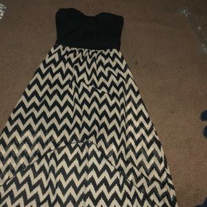 Black and Tan striped sleeveless high low dress